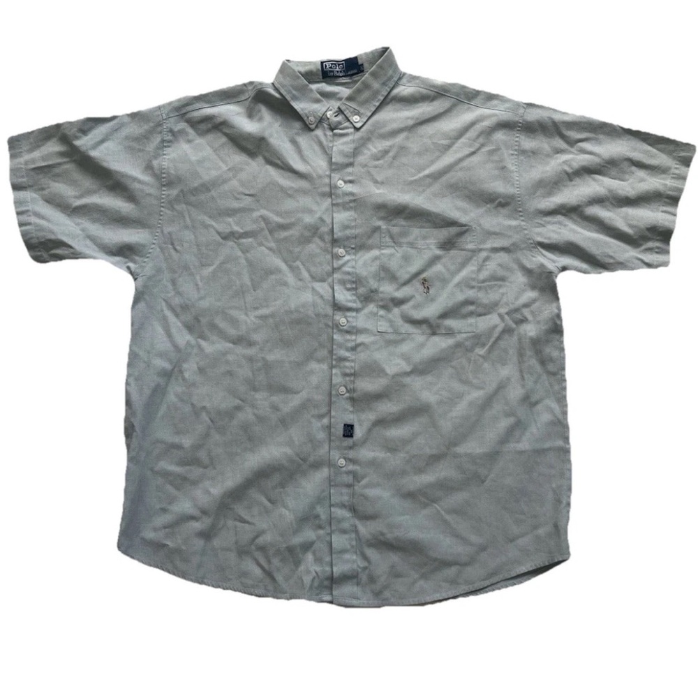 Polo Ralph Lauren Youth Boys 20 XL Blue Button Down Flesh Pony Short Sleeve
